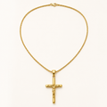 Naszyjnik z krzyżykiem złoty — Częstochowa, stal chirurgiczna 316L pozłacana 18K, 60 cm — Złota Kraków