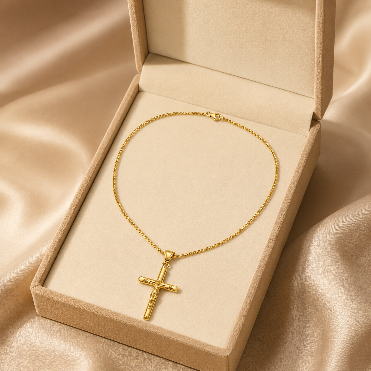 Naszyjnik z krzyżykiem pozłacany 18K — stylizacja blisko serca, symbol spokoju — Złota Kraków
